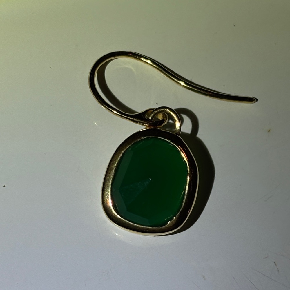 Monica Vinader Gold Plated Vermeil Silver Siren Green Onyx Drop Earrings - Picture 12 of 14